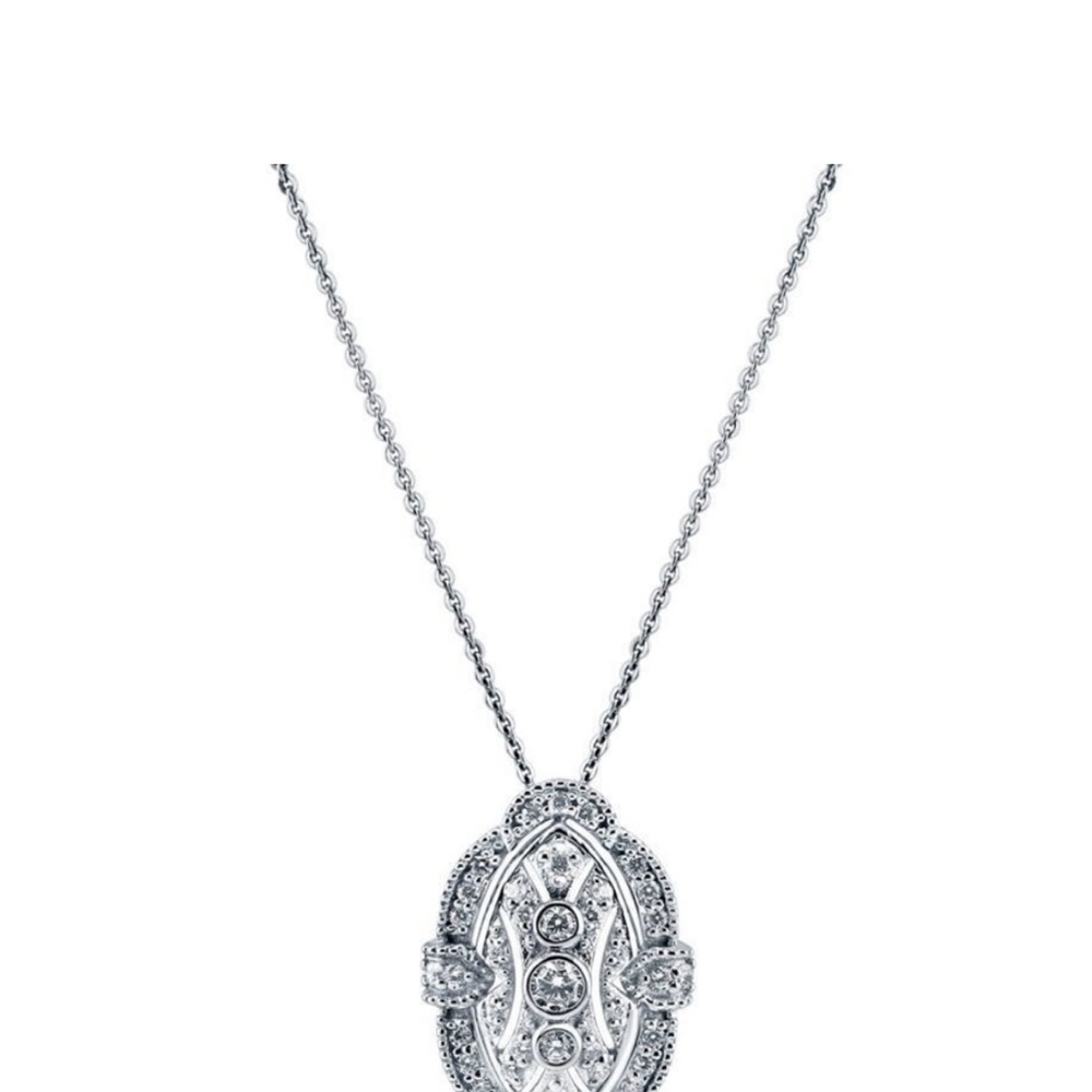STERLING SILVER CZ ART DECO MILLGRAIN NAVETTE SET - RING AND PENDENT - STUNNING! - Picture 6 of 16
